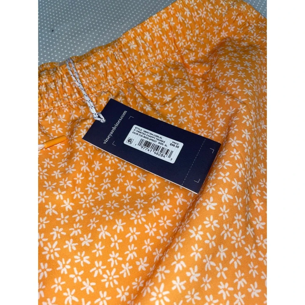 Vineyard Vines Mens XL Floral Chappy Swim‎ Trunks Orange White NWT